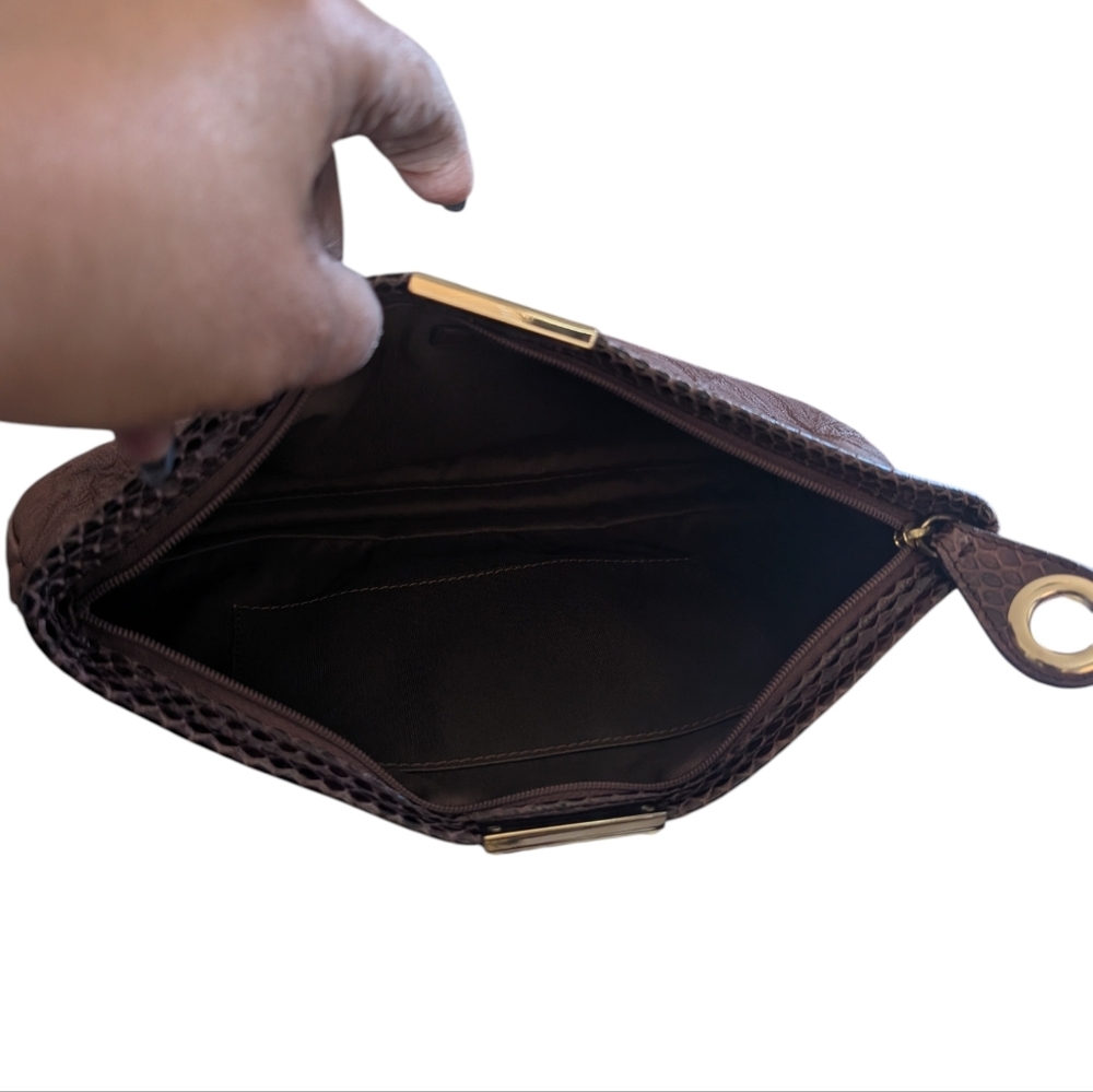 Jimmy Choo Brown Leather Clutch with Gold-Tone Accent - Picture 3 of 3